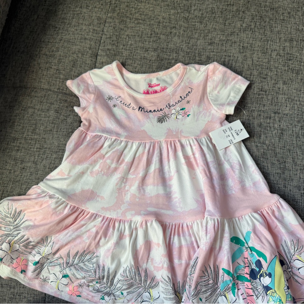 Disney Minnie Infant Dress in Pink and White